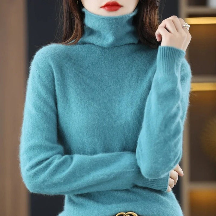 Avelien | Women's Fluffy Knit Roll Neck Jumper
