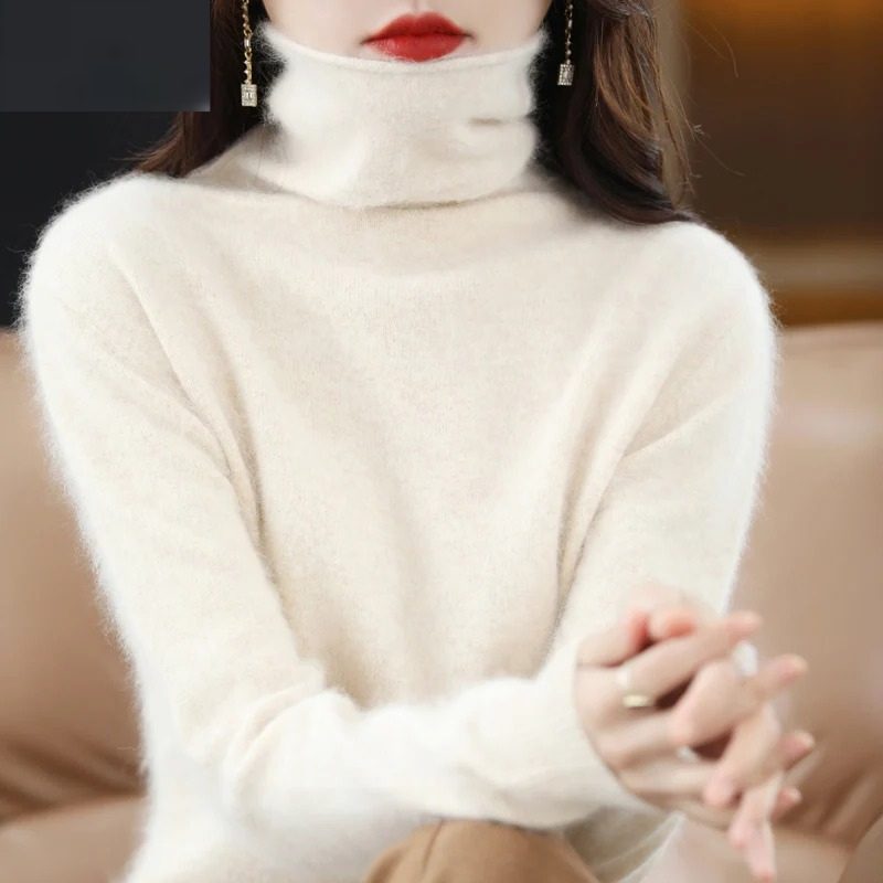 Avelien | Women's Fluffy Knit Roll Neck Jumper