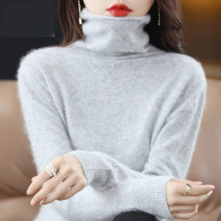 Avelien | Women's Fluffy Knit Roll Neck Jumper