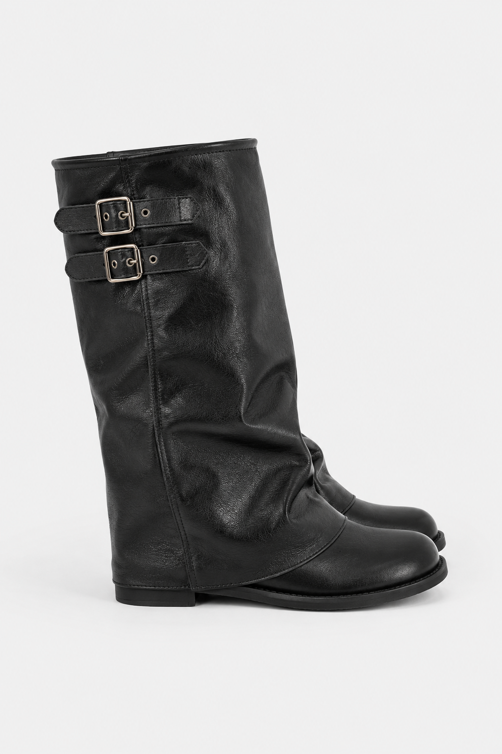 Valeriane | Women's Slouch Knee-High Boots with Buckle Straps