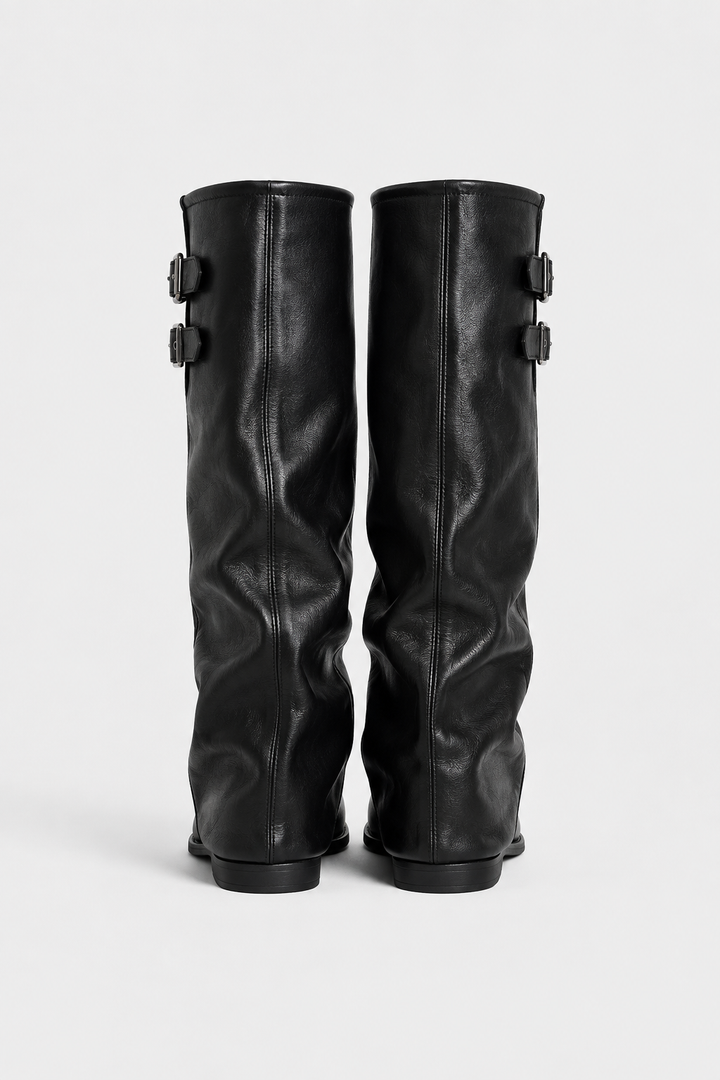 Valeriane | Women's Slouch Knee-High Boots with Buckle Straps