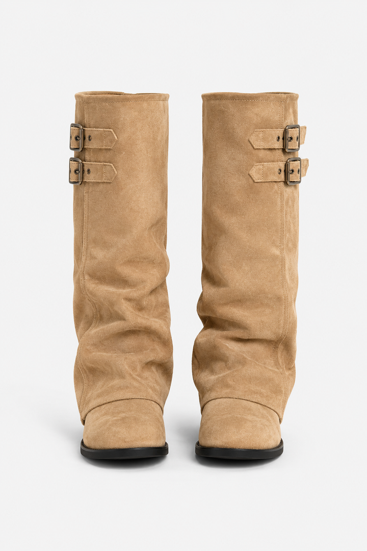 Valeriane | Women's Slouch Knee-High Boots with Buckle Straps