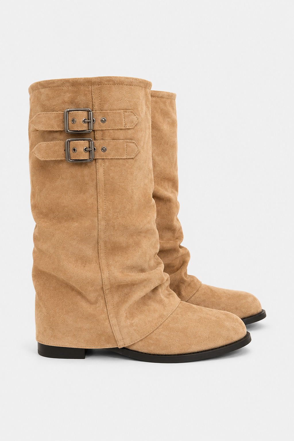 Valeriane | Women's Slouch Knee-High Boots with Buckle Straps
