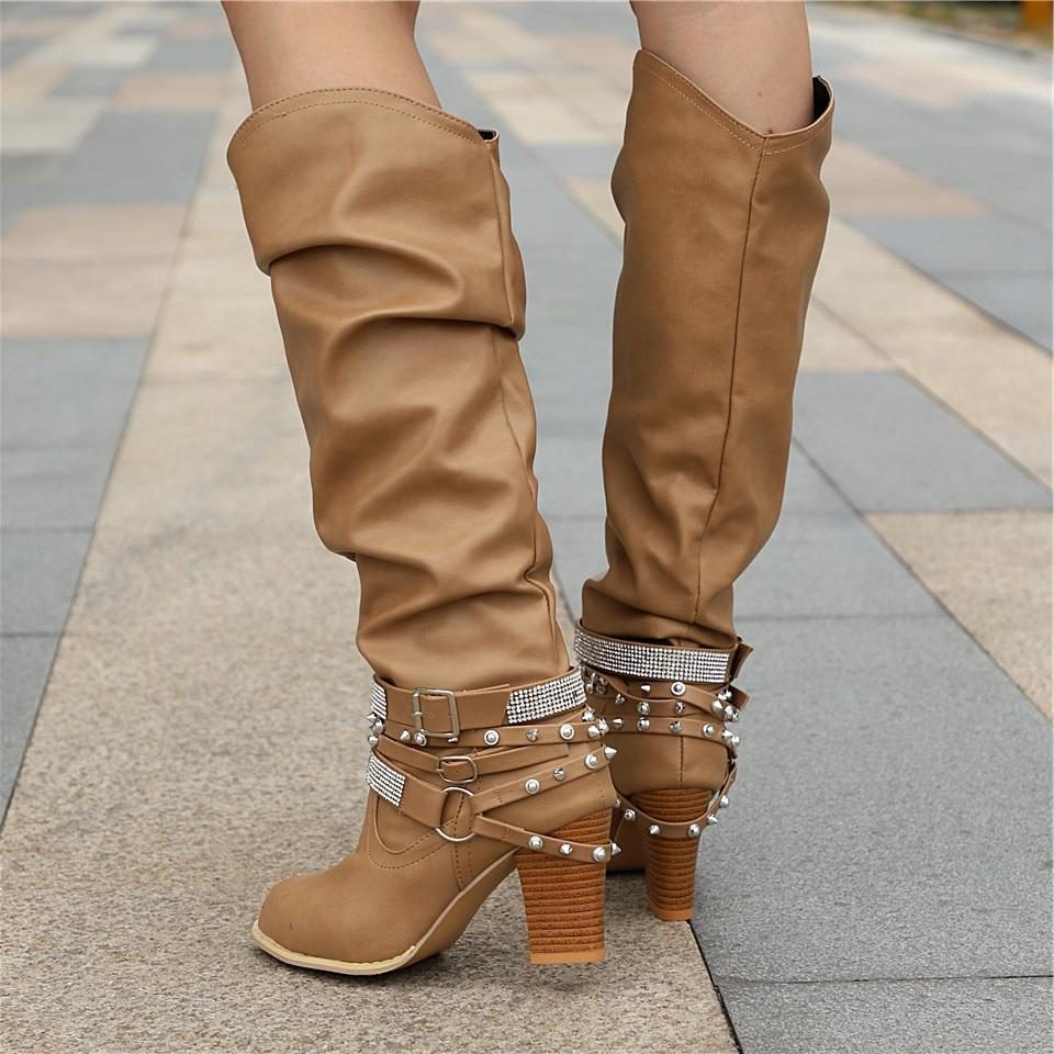 Florentyna | Women's Slouchy Knee-High Block Heel Boots