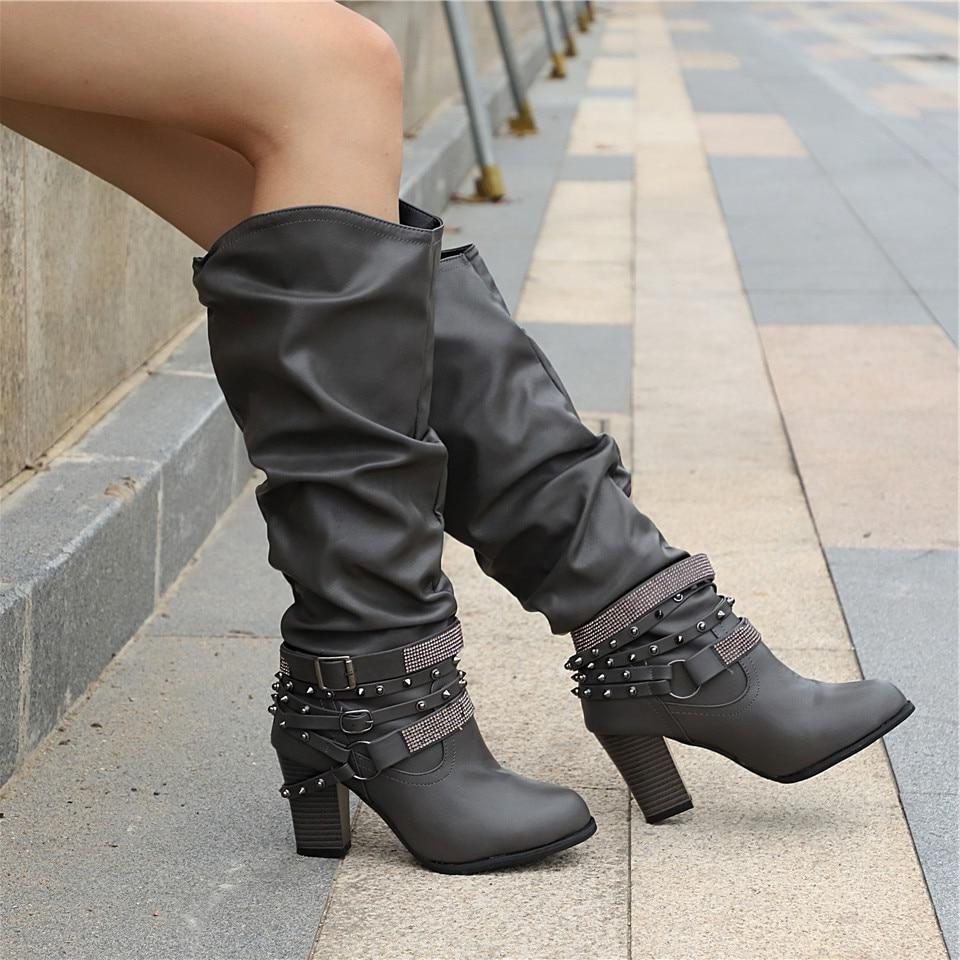 Florentyna | Women's Slouchy Knee-High Block Heel Boots