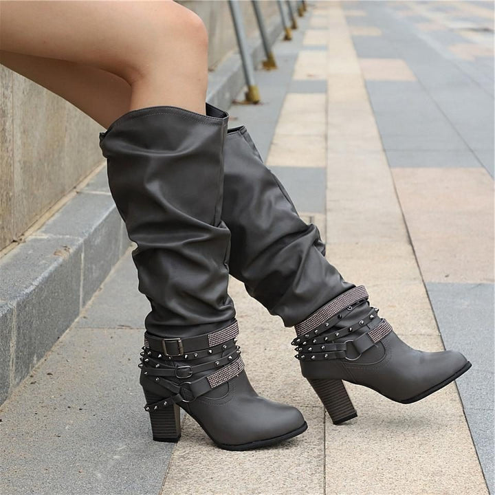 Florentyna | Women's Slouchy Knee-High Block Heel Boots