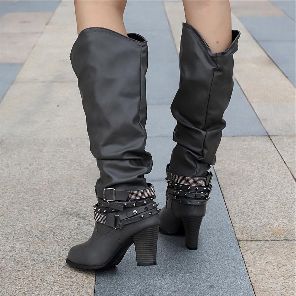 Florentyna | Women's Slouchy Knee-High Block Heel Boots