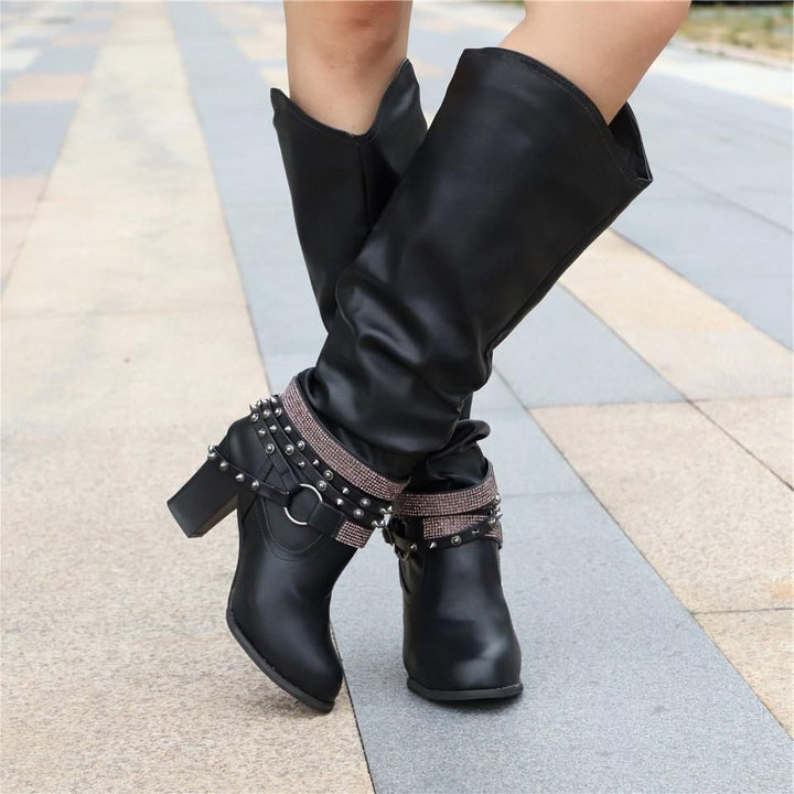 Florentyna | Women's Slouchy Knee-High Block Heel Boots