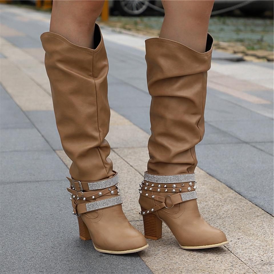 Florentyna | Women's Slouchy Knee-High Block Heel Boots