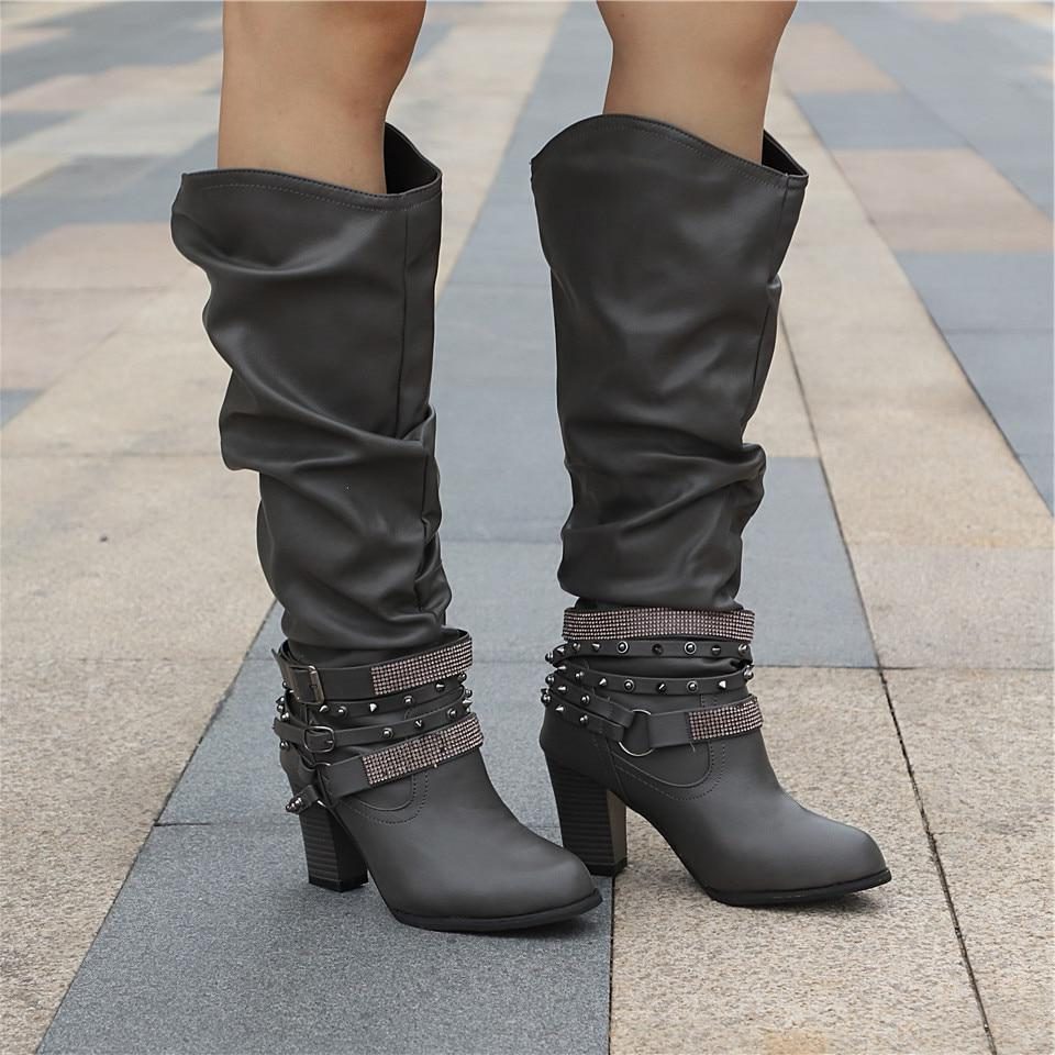 Florentyna | Women's Slouchy Knee-High Block Heel Boots
