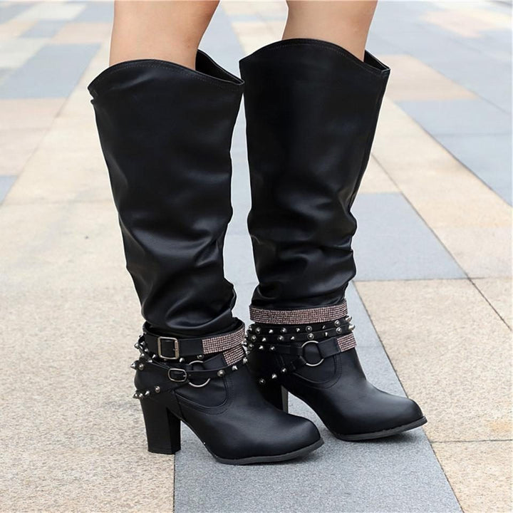 Florentyna | Women's Slouchy Knee-High Block Heel Boots