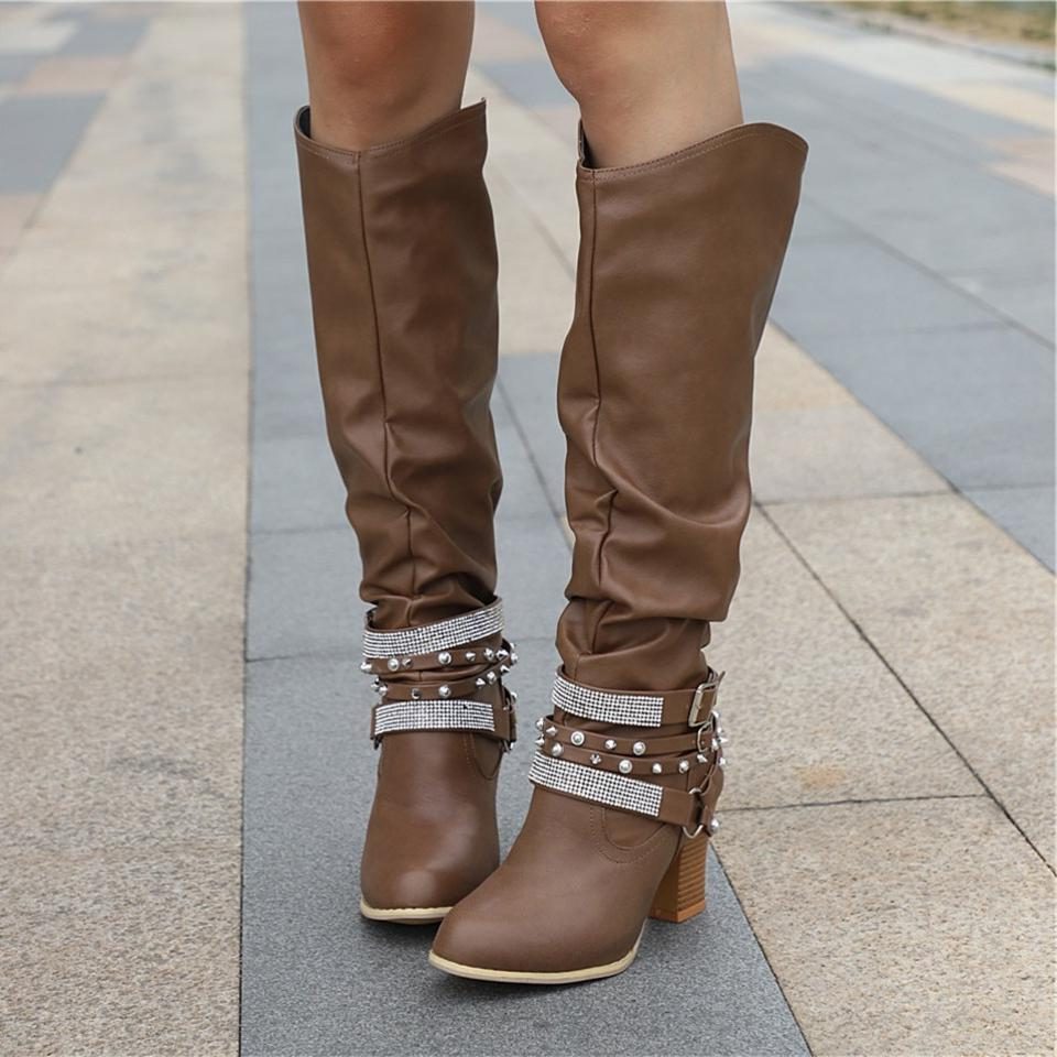 Florentyna | Women's Slouchy Knee-High Block Heel Boots