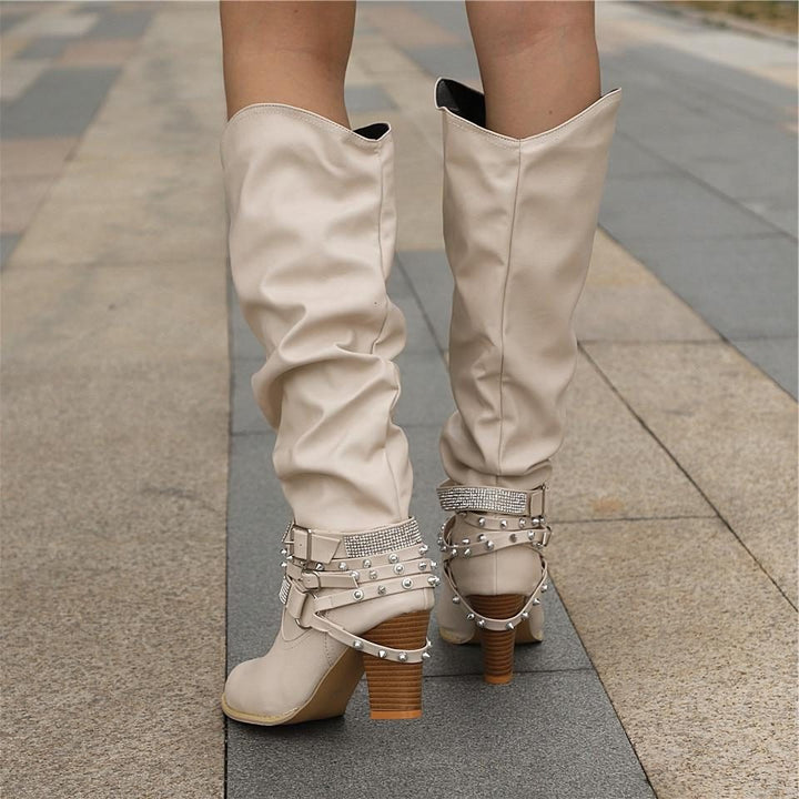 Florentyna | Women's Slouchy Knee-High Block Heel Boots