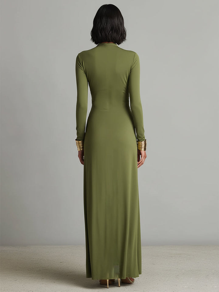 Aria Long-Sleeve Draped Wrap Maxi Dress - image 6