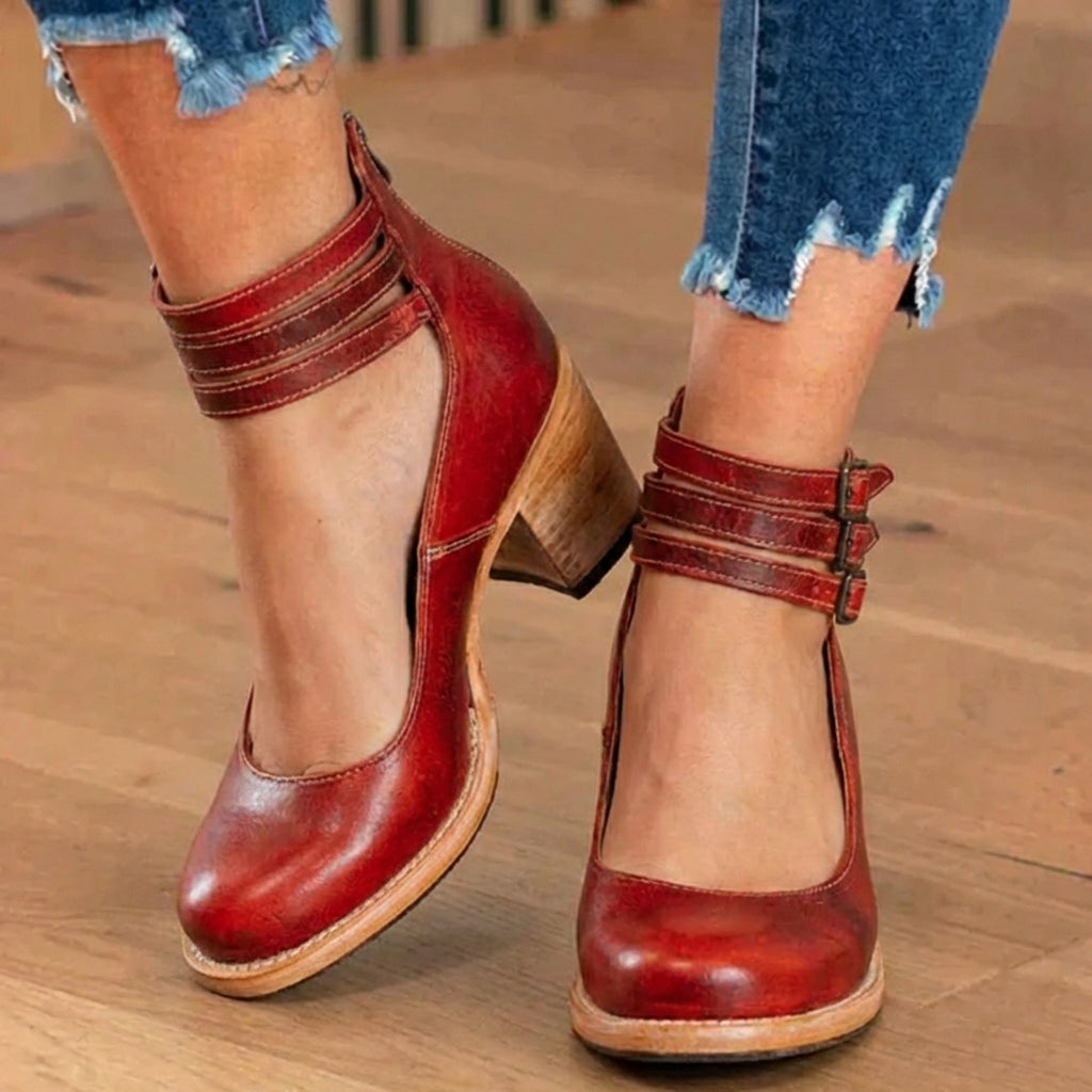 Carolina Wide-Fit Block-Heel Shoes with Double Ankle Strap - image 1