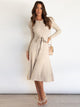 Vespertine | Women's Ribbed Knit Midi Dress with Belt