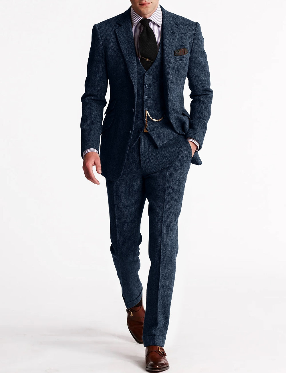 Clark | Men's Tailored Slim Fit Tweed Three-Piece Suit Set