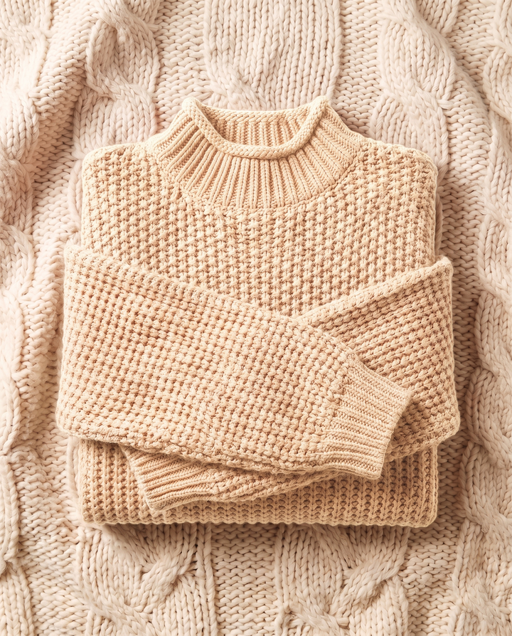 Sonja | Women's Chunky Knit Sweater with Stand Collar and Voluminous Sleeves