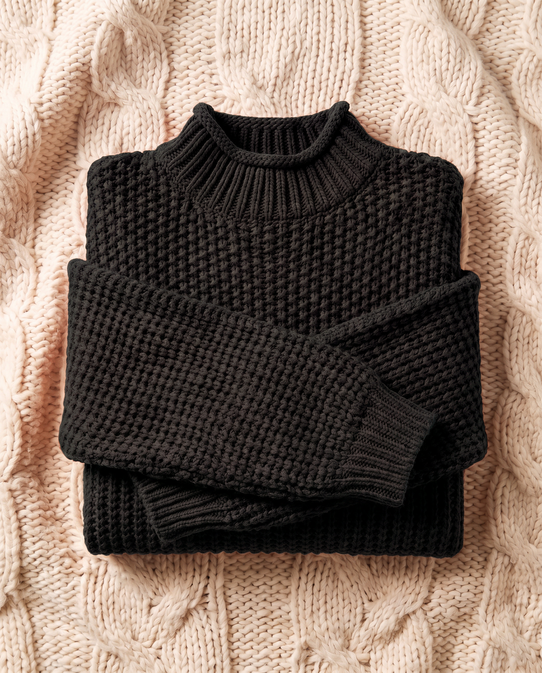Sonja | Women's Chunky Knit Sweater with Stand Collar and Voluminous Sleeves
