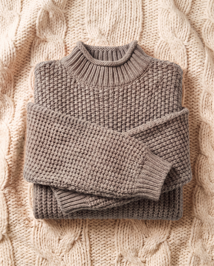 Sonja | Women's Chunky Knit Sweater with Stand Collar and Voluminous Sleeves