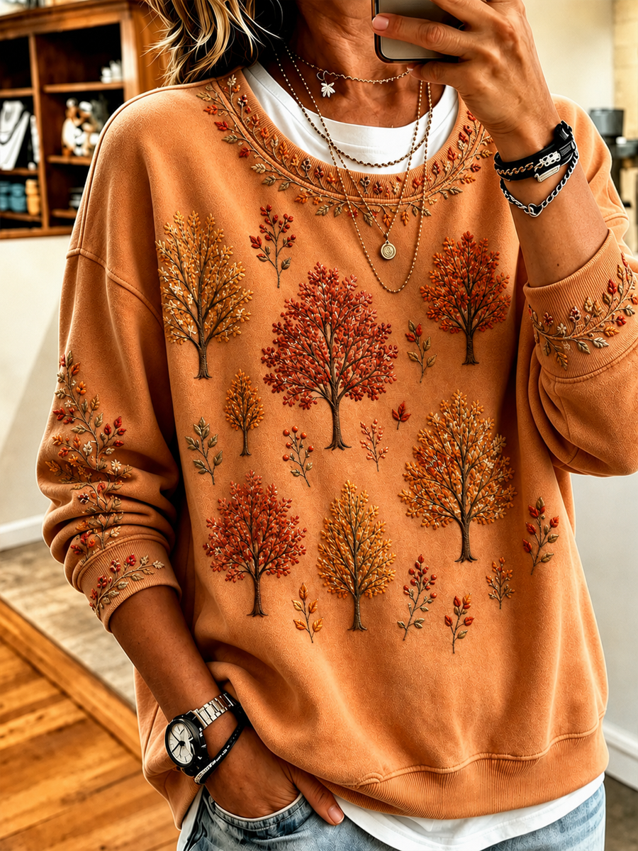 Pamina | Women's Autumn Tree Print Sweatshirt