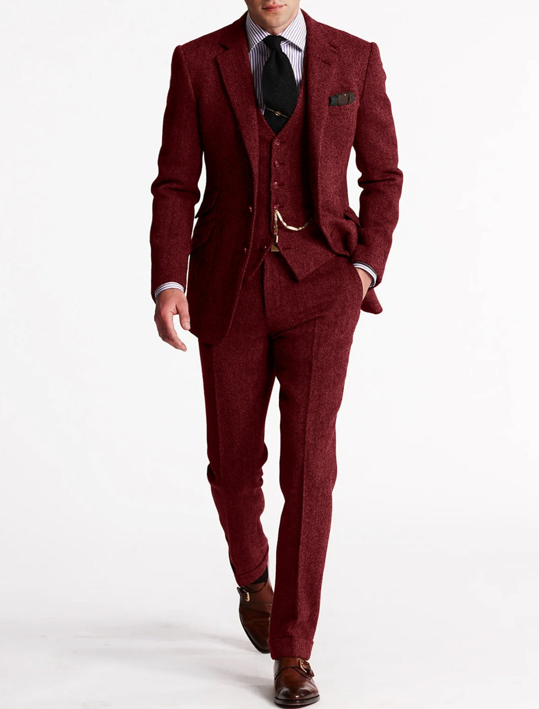 Clark | Men's Tailored Slim Fit Tweed Three-Piece Suit Set