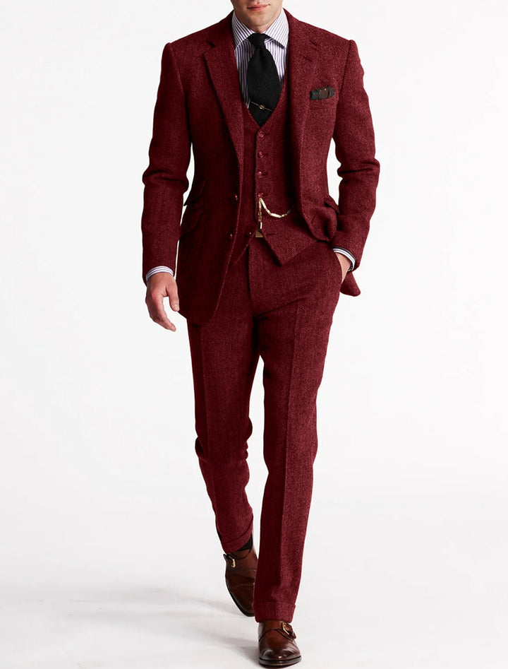 Clark | Men's Tailored Slim Fit Tweed Three-Piece Suit Set