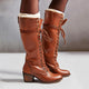 Ffionwen | Women's Block Heel Combat Boots with Lace-Up