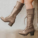 Ffionwen | Women's Block Heel Combat Boots with Lace-Up