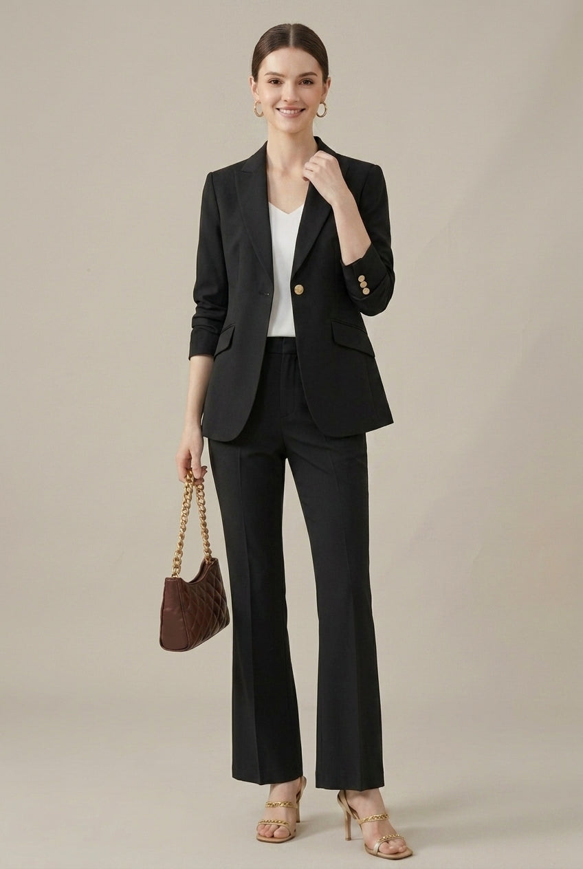 Lisbeth | Women's Button-Front Blazer for Everyday Wear in Black