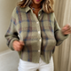 Elva | Women's Plaid Shirt-Collar Cardigan