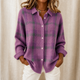 Elva | Women's Plaid Shirt-Collar Cardigan