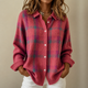 Elva | Women's Plaid Shirt-Collar Cardigan