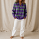 Elva | Women's Plaid Shirt-Collar Cardigan
