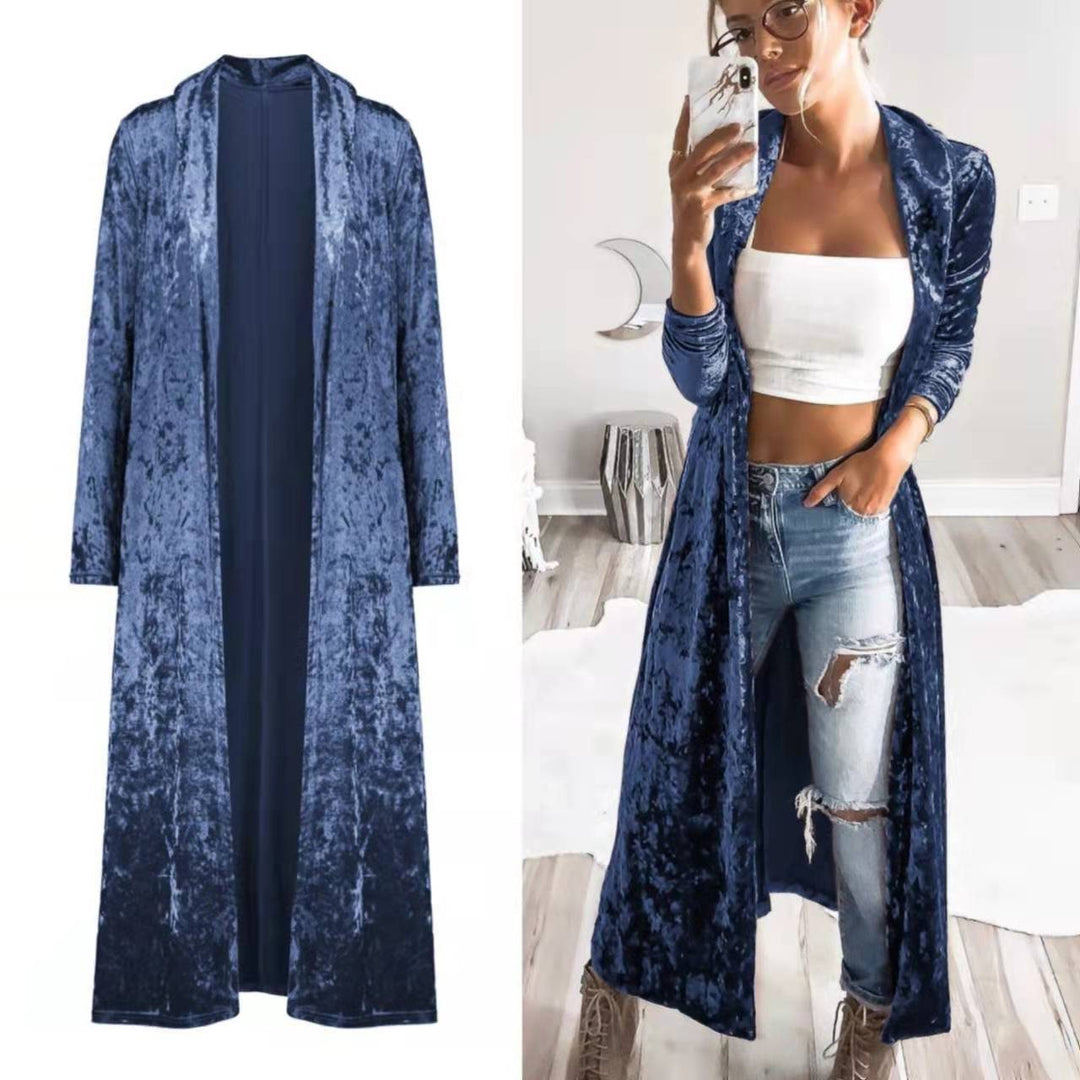Wanda | Women's Velvet Long Duster Cardigan