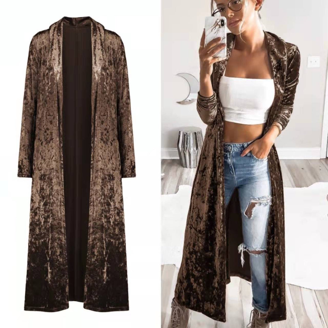 Wanda | Women's Velvet Long Duster Cardigan