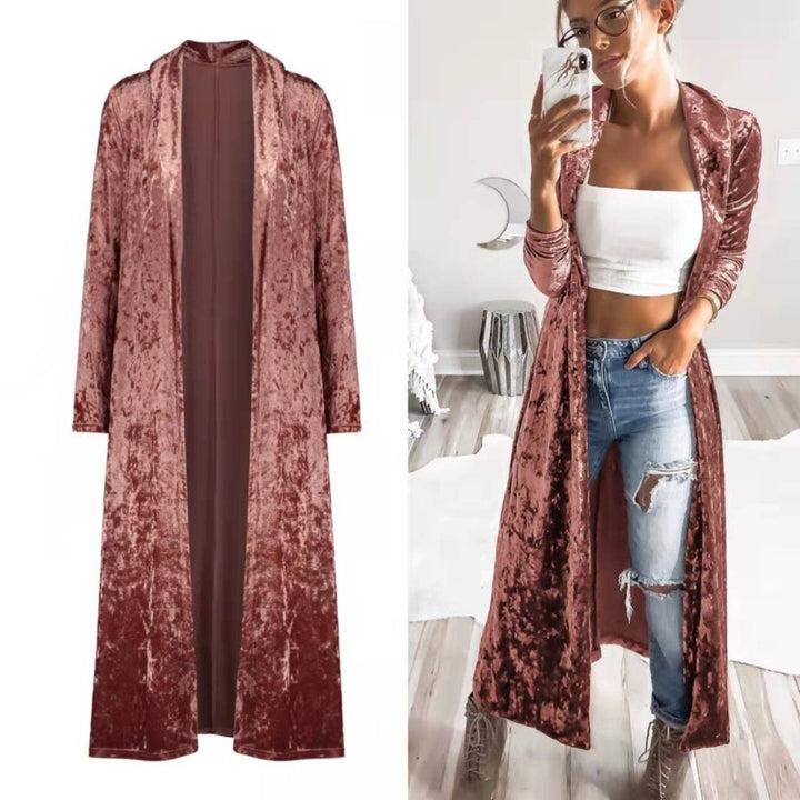 Wanda | Women's Velvet Long Duster Cardigan