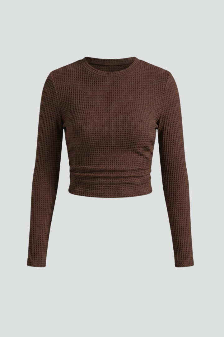 Dame Langt ærme CropTop in Teksturd Jersey ved Heidi-Mode