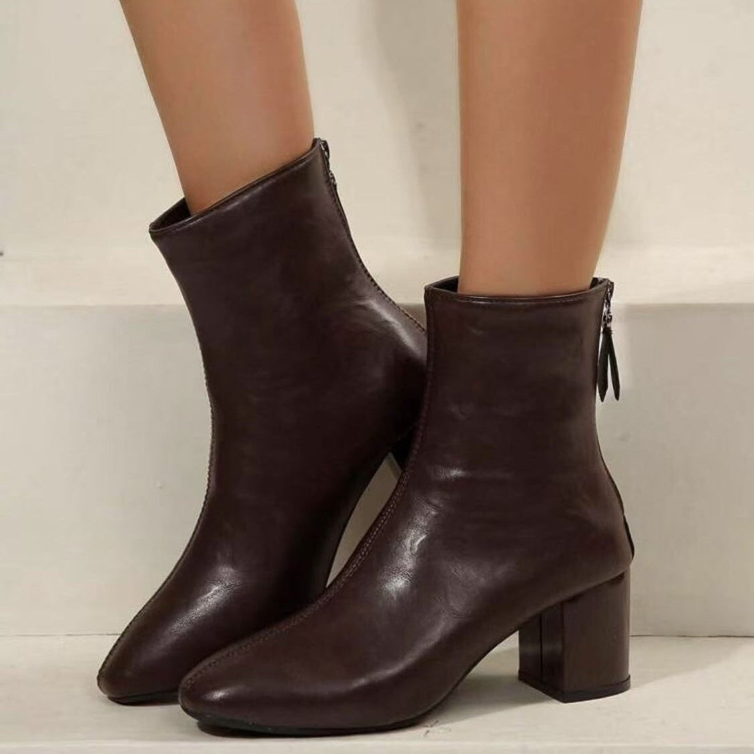 Dorine Pointed-Toe Block Heel Ankle Boots with Back Zip - image 2