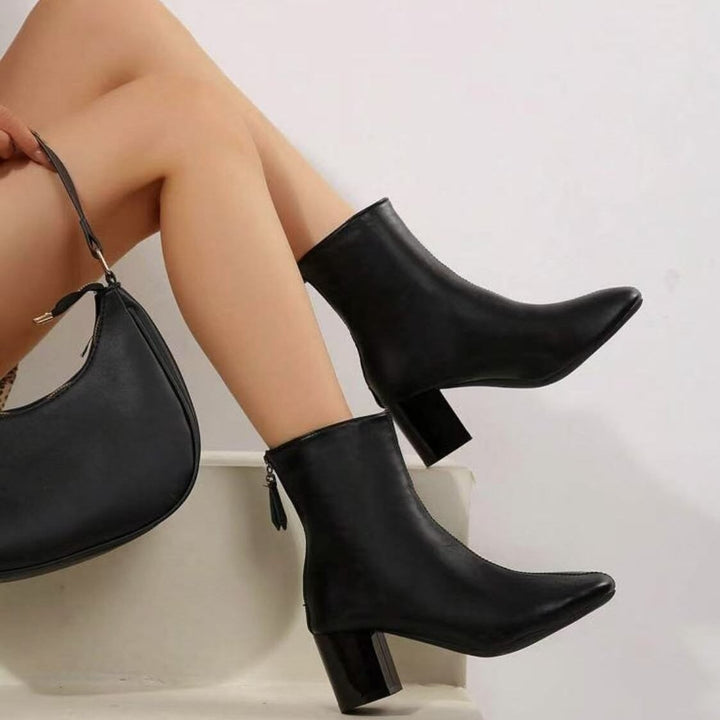 Dorine Pointed-Toe Block Heel Ankle Boots with Back Zip - image 4