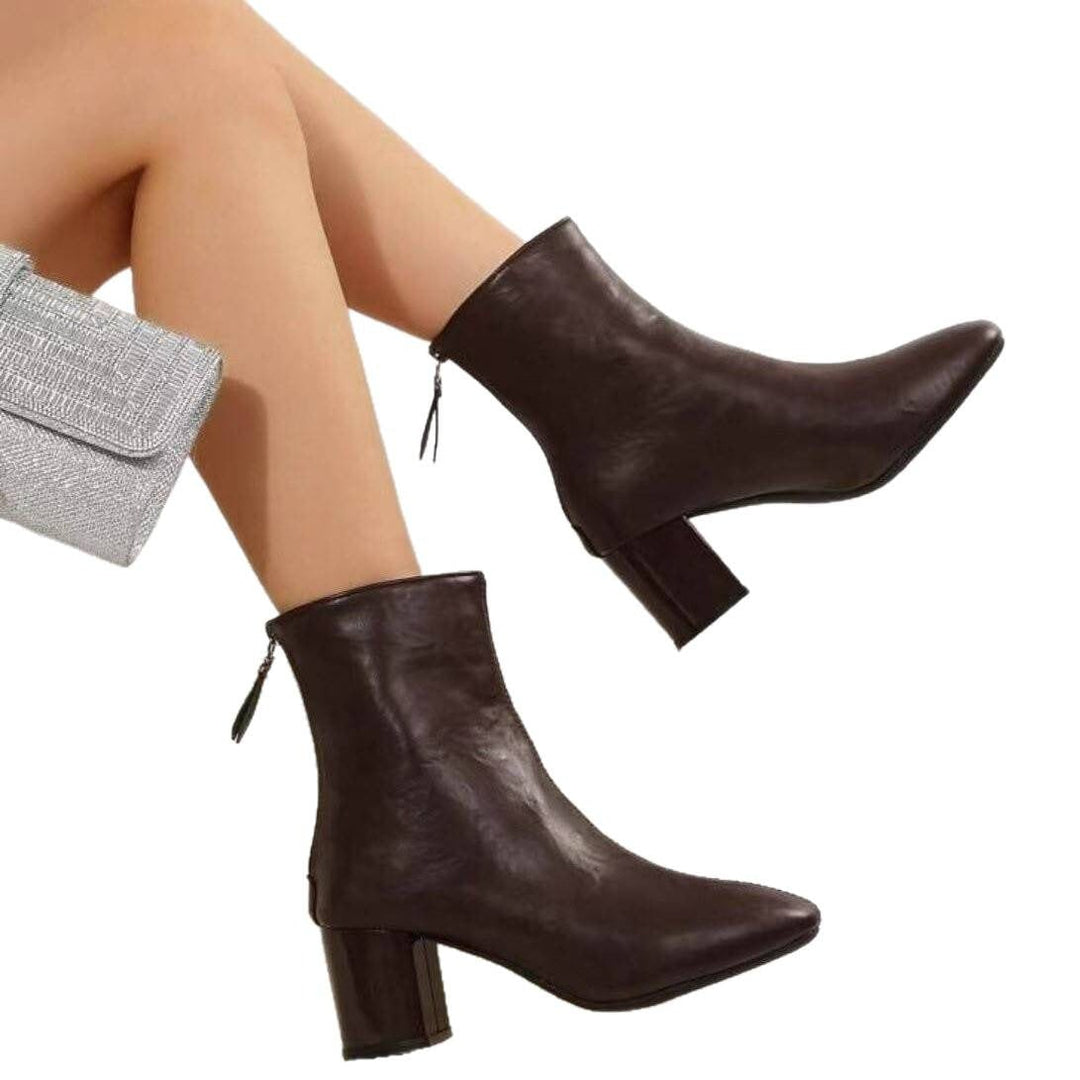 Dorine Pointed-Toe Block Heel Ankle Boots with Back Zip - image 5