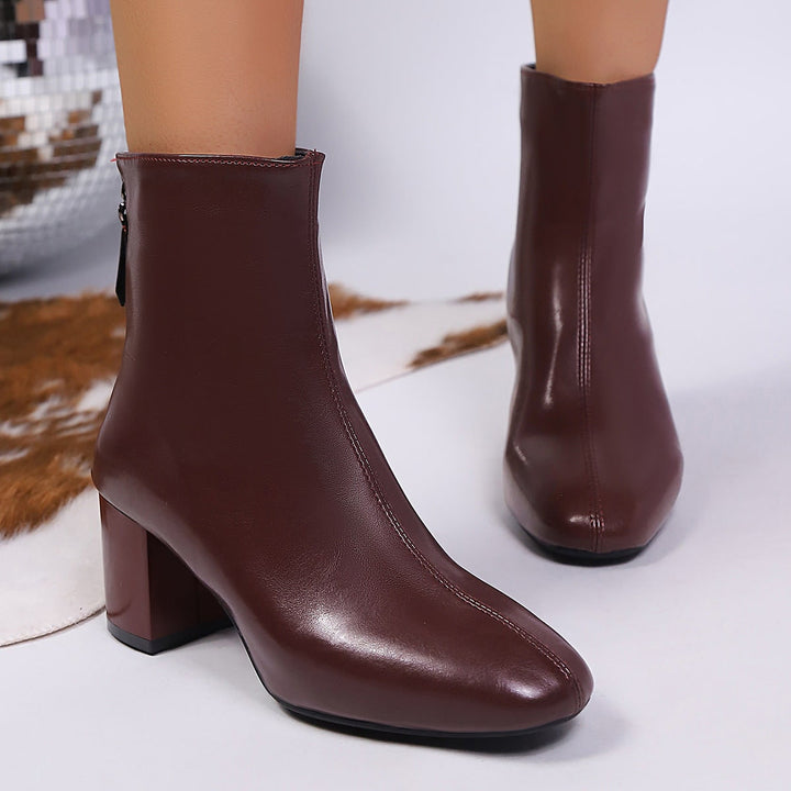 Dorine Pointed-Toe Block Heel Ankle Boots with Back Zip - image 6