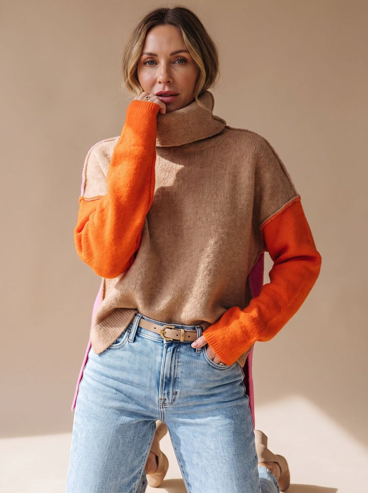Maartje Two-Tone Turtleneck Knit Sweater - image 1