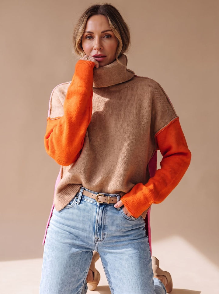Maartje Two-Tone Turtleneck Knit Sweater - image 5