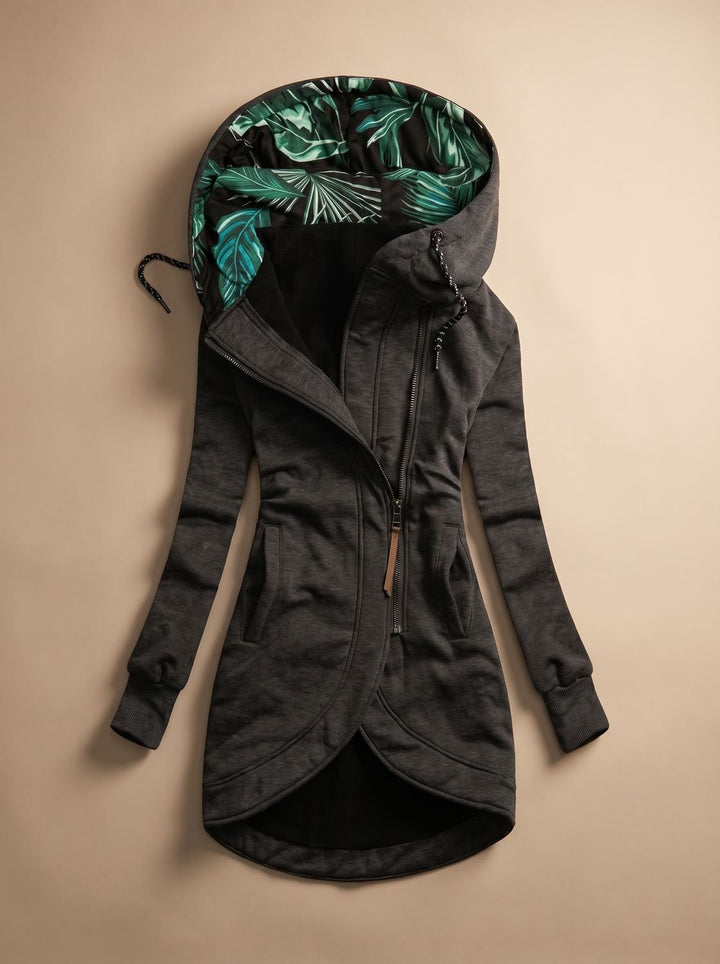 Isa Zip-Up Hooded Jacket with Leaf-Print Lining - image 3