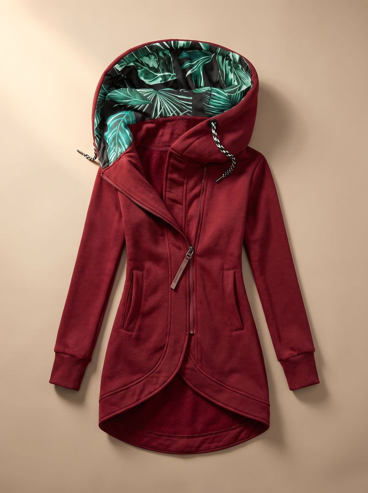 Isa Zip-Up Hooded Jacket with Leaf-Print Lining - image 4