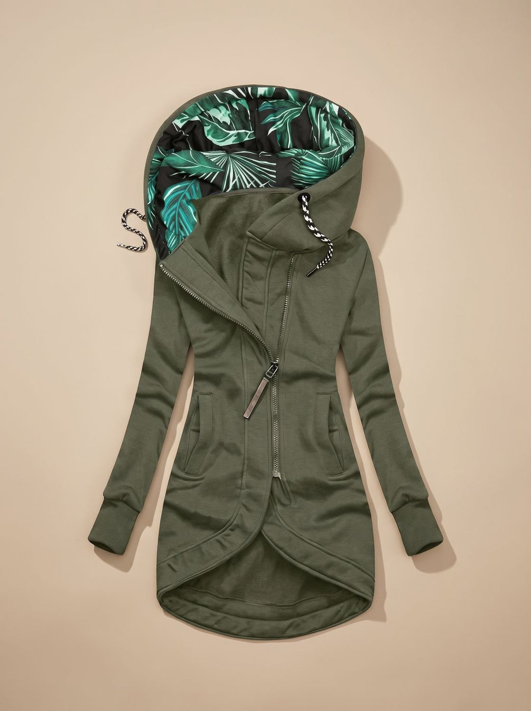 Isa Zip-Up Hooded Jacket with Leaf-Print Lining - image 5