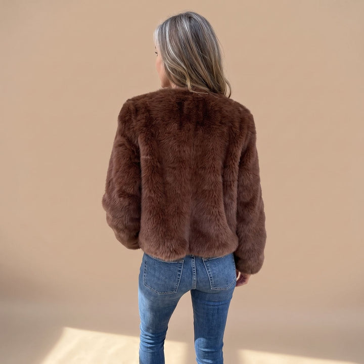 Suze Cropped Faux Fur Zip-Up Jacket - image 7