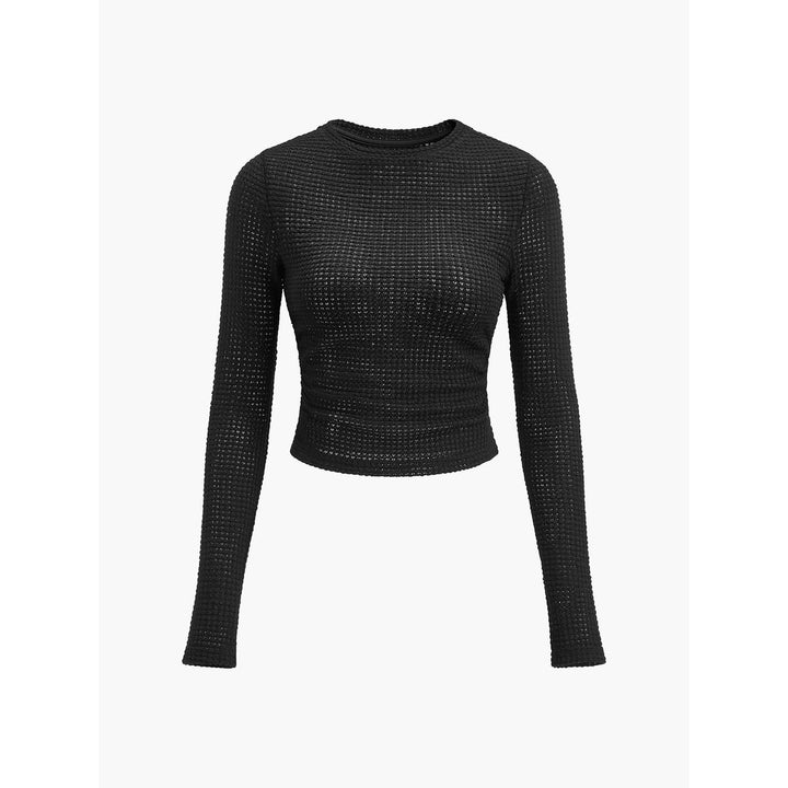Remi Cropped Waffle-Knit Long-Sleeve Top - image 10