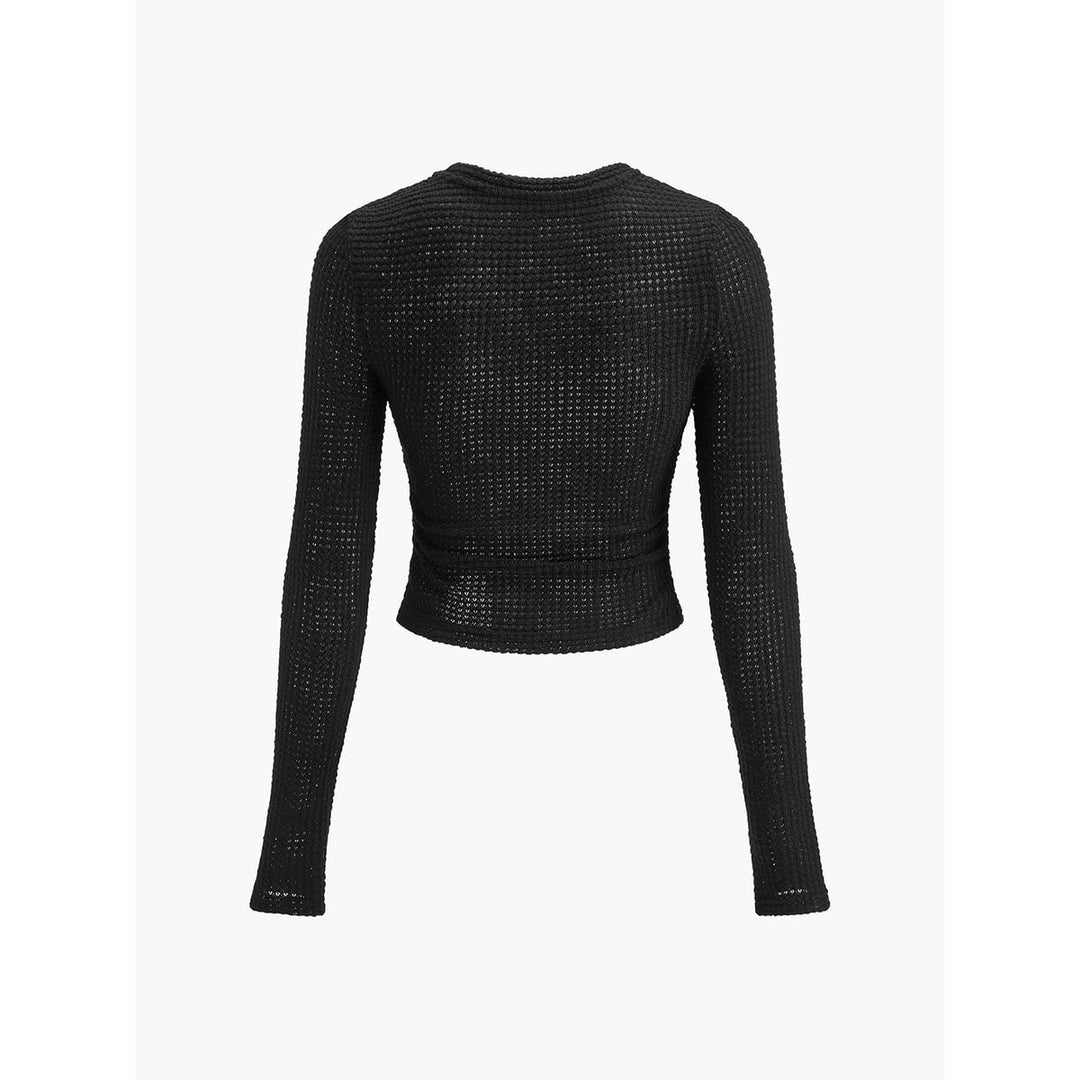 Remi Cropped Waffle-Knit Long-Sleeve Top - image 11